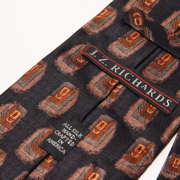 J.Z. Richards Hand Crafted Abstract Print Silk Tie 4" x 59" - Picture 5 of 5